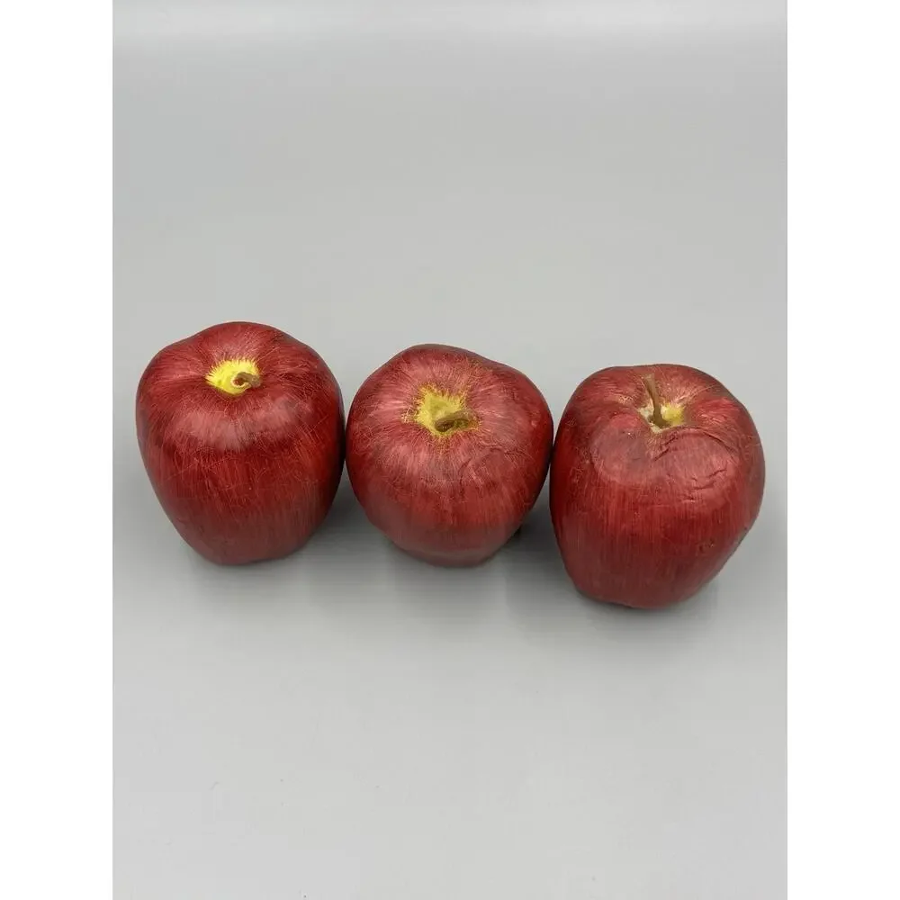 Apples Lot of 3 Red Realistic Artificial Fruit Imitation Home Decor Props